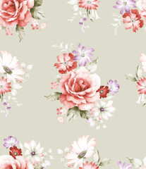 Obraz na płótnie Canvas Classic Popular Flower Seamless pattern background.Perfect for wallpaper, fabric design, wrapping paper, surface textures, digital paper.