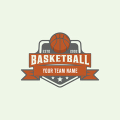 basket ball logo vintage illustration minimalist design sport icon creative