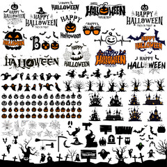 Halloween vector set. Pumpkin icon set. Ghost, spooky vector set.