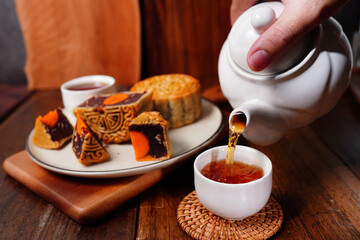 Mooncakes Auspicious festival of Chinese or Asian people. 