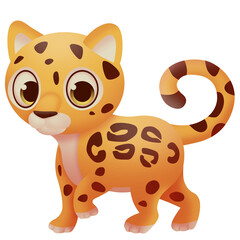 Cartoon cute wild jaguar isolated on white background. Digital illustration © Marharyta Pavliuk