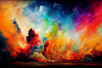 Color powder explosion watercolor style. Colorful background.