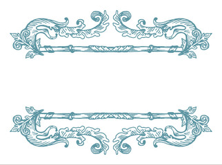 PNG transparent decorative frame swirl scroll divider in Baroque or Victorian vintage retro style	
