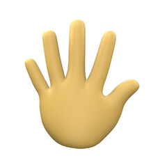 3D Illustration of hand sign emoticon on Transparent PNG Background. 3D Raised splayed hand emoticon.