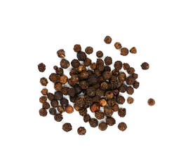 Heap of black peppercorns isolated