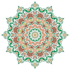 Elegant vintage ornament in classic style. Abstract traditional pattern with oriental elements. Classic vintage round colored pattern