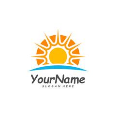 Sun logo design template, Creative Sun logo vector, Simple icon symbol