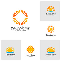 Fototapeta premium Set of Sun logo design template, Creative Sun logo vector, Simple icon symbol