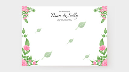Romantic wedding invitation background with watercolor pink flower
