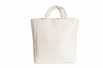 White leather shopper bag with braided handles