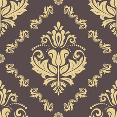 Classic seamless pattern. Damask orient ornament. Classic golden vintage background. Orient ornament for fabric, wallpaper and packaging