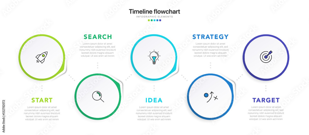 Aufkleber timeline infographic design with 5 options or steps. infographics for business concept. can be used 
