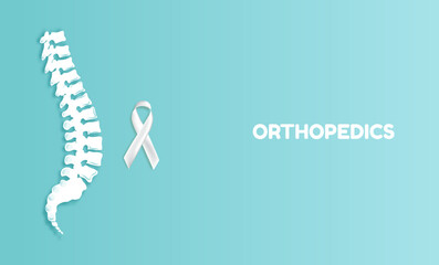 Orthopedics with Back pain or spine injury on blue background.