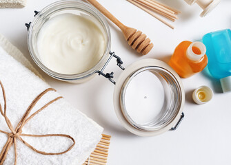 Spa treatment and beauty products. Beauty cosmetic concept.