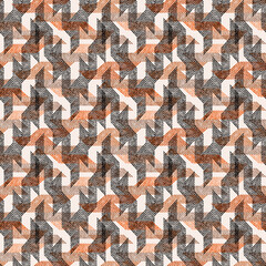Seamless geometric textured pattern. Gray, orange ornament on a beige background.