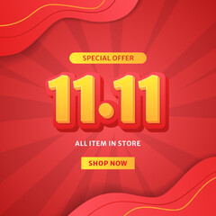 11 11 hot deal shopping day discount sale offer promotion flyer banner concept