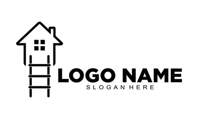 House and ladder symbol vector logo