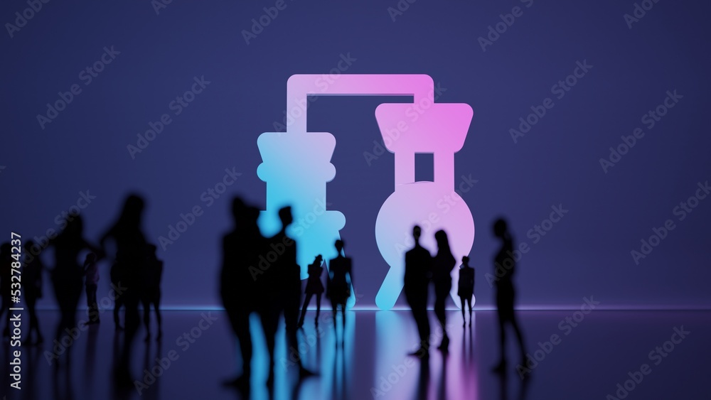 Poster 3d rendering people in front of symbol of alchemy on background