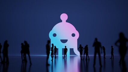 3d rendering people in front of symbol of alien on background