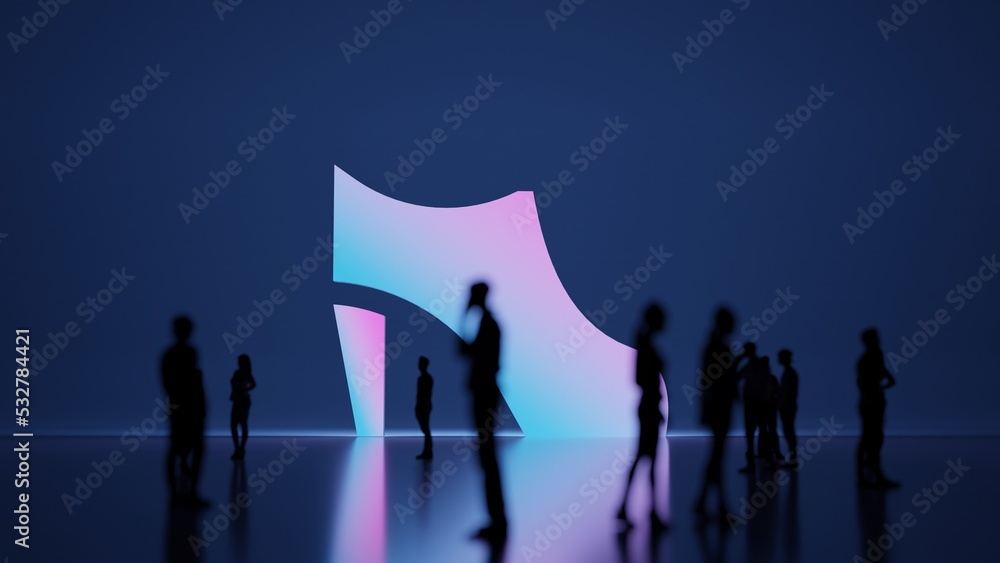 Poster 3d rendering people in front of symbol of ankle shoe on background