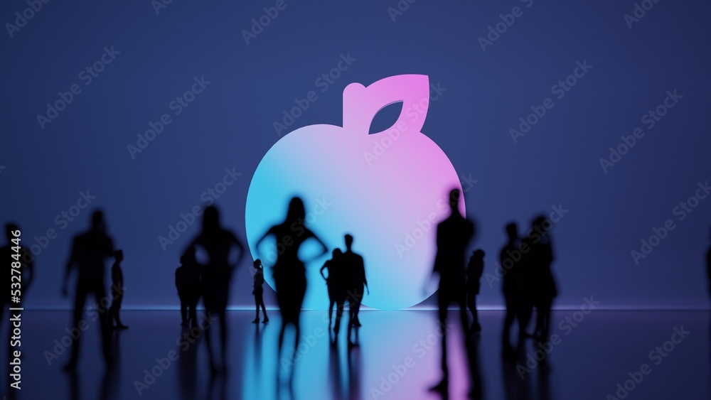 Aufkleber 3d rendering people in front of symbol of apple on background