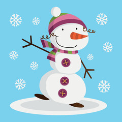 Happy snow woman, Winter illustration