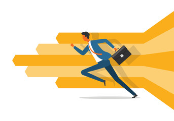 Vector illustration business competition concept and people businessman run competition with financial graph 