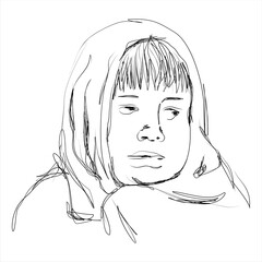 Hand drawn illustration of a cold person. Perfect for design elements, graphic images and wall decorations