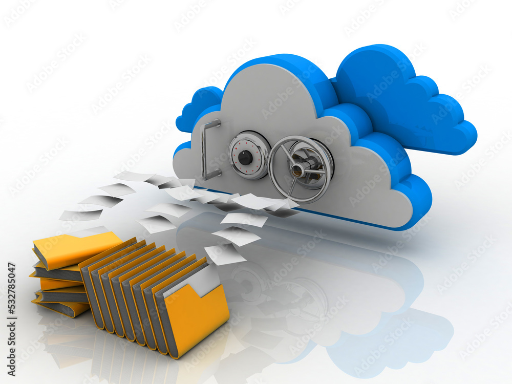 Poster 3d rendering cloud  folder network