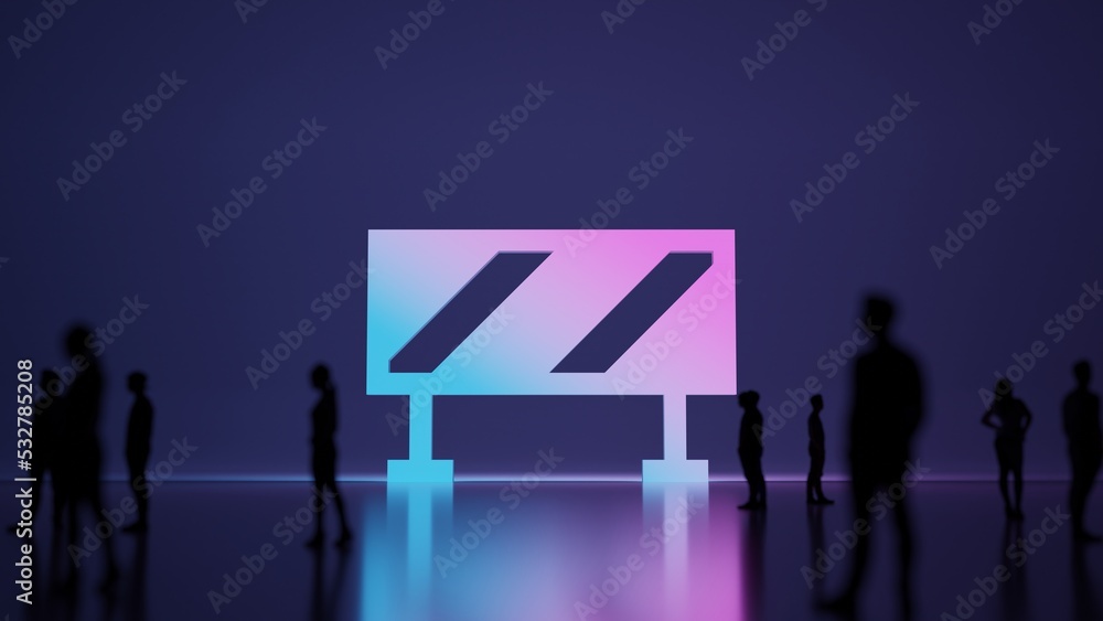 Poster 3d rendering people in front of symbol of barrier on background
