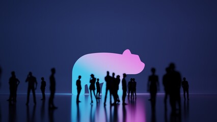 3d rendering people in front of symbol of bear on background