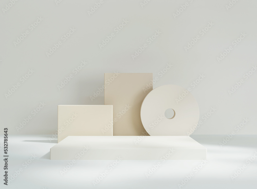 Poster product display podium with soft shadow. product presentation background. 3d rendering.
