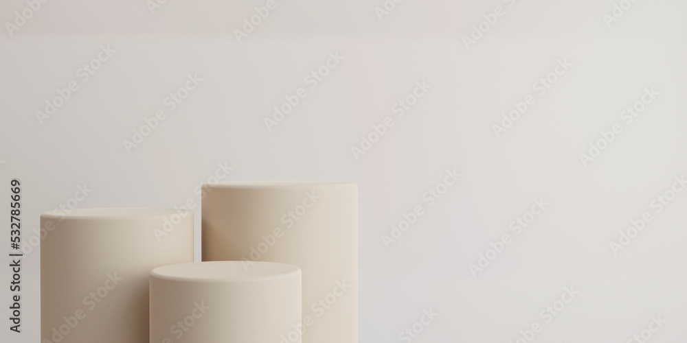 Poster empty cylinder podium on minimal background. abstract minimal scene with geometrical forms. design f