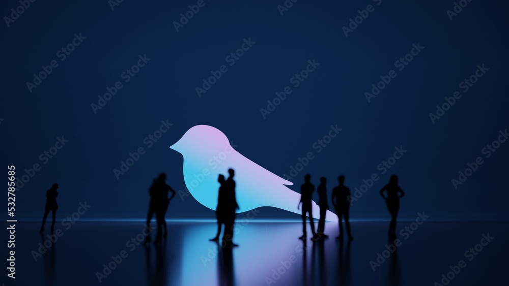Aufkleber 3d rendering people in front of symbol of bird on background