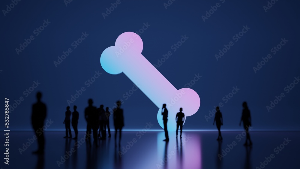 Aufkleber 3d rendering people in front of symbol of bone on background