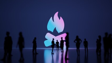 3d rendering people in front of symbol of bonfire on background
