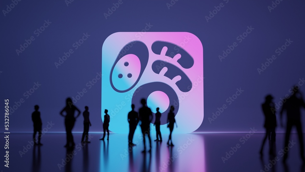 Poster 3d rendering people in front of symbol of breakfast on background