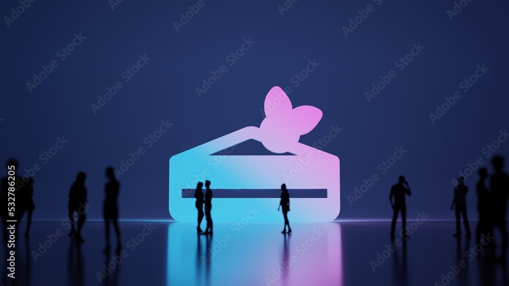 Poster 3d rendering people in front of symbol of cake on background