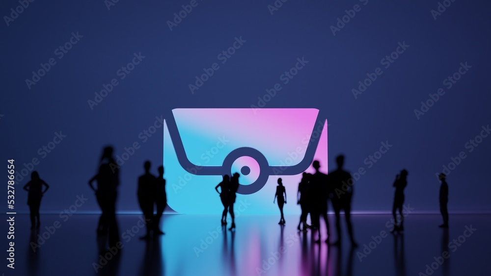 Poster 3d rendering people in front of symbol of clutch on background