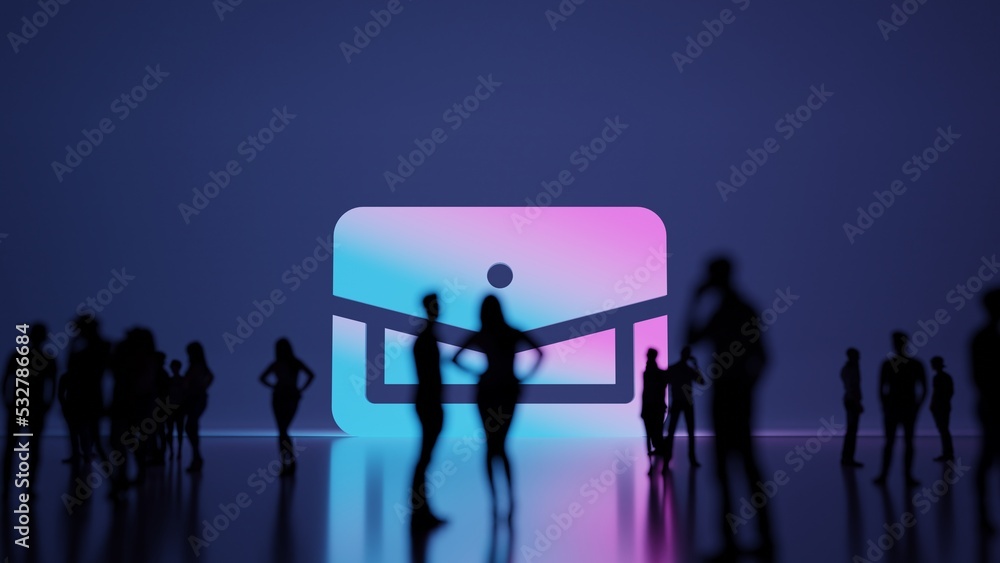 Poster 3d rendering people in front of symbol of clutch on background