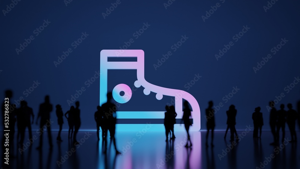 Aufkleber 3d rendering people in front of symbol of converse shoe on background