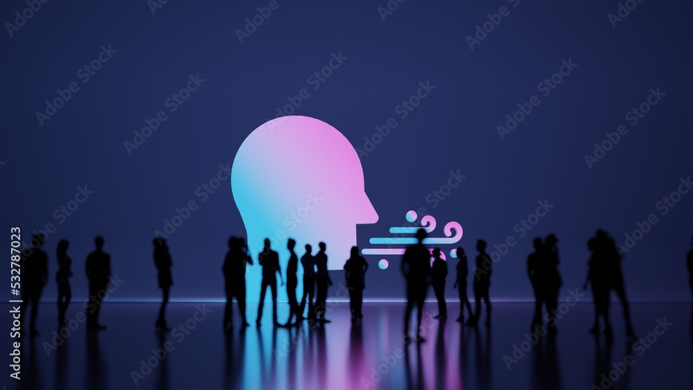 Poster 3d rendering people in front of symbol of cough on background