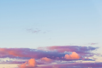 Pastel color pink,purple sky at sunset.Purple and Pink Sky, beautiful clouds with colored abstract background.Toned.