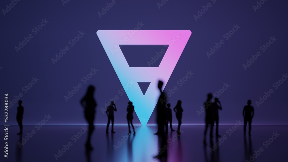 Poster 3d rendering people in front of symbol of earth symbol on background