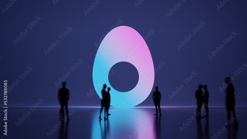 Poster 3d rendering people in front of symbol of egg on background