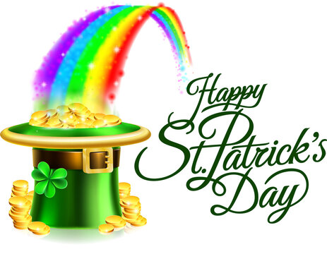 Leprechaun Hat Rainbow Happy St Patricks Day Sign
