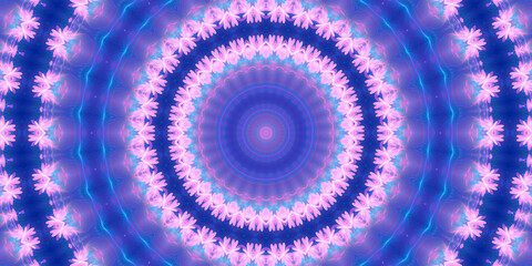 Naklejka premium Fractal Mandala Wallpaper Hintergrund für Layout und Drucksachen in blau rosa