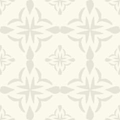 Ethnic geometric floral pattern. Illustration ethnic monochrome cream-grey geometric floral shape seamless pattern background. Ethnic pattern for fabric, interior decoration, upholstery, wrapping.