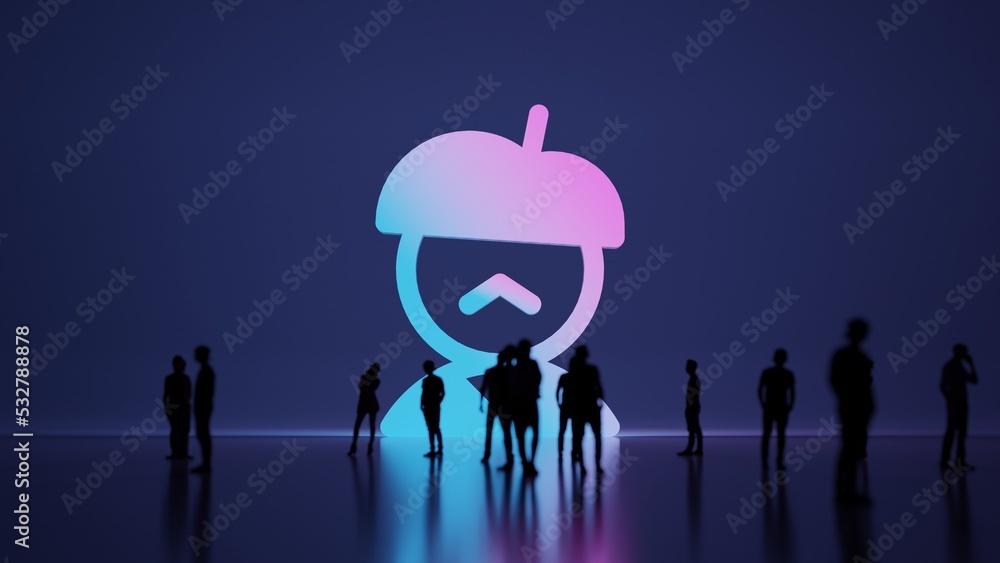 Aufkleber 3d rendering people in front of symbol of french man on background