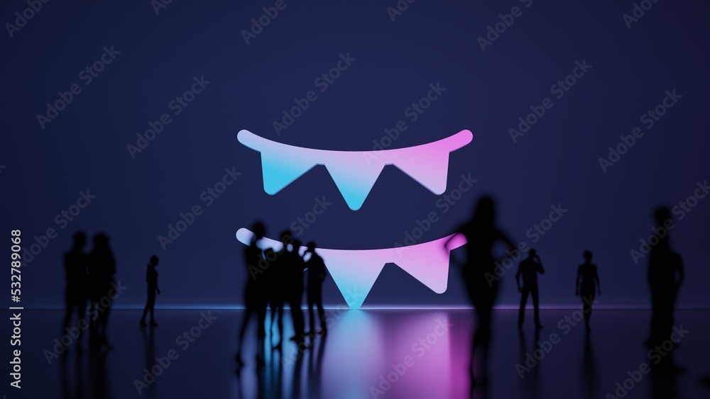 Poster 3d rendering people in front of symbol of garland on background